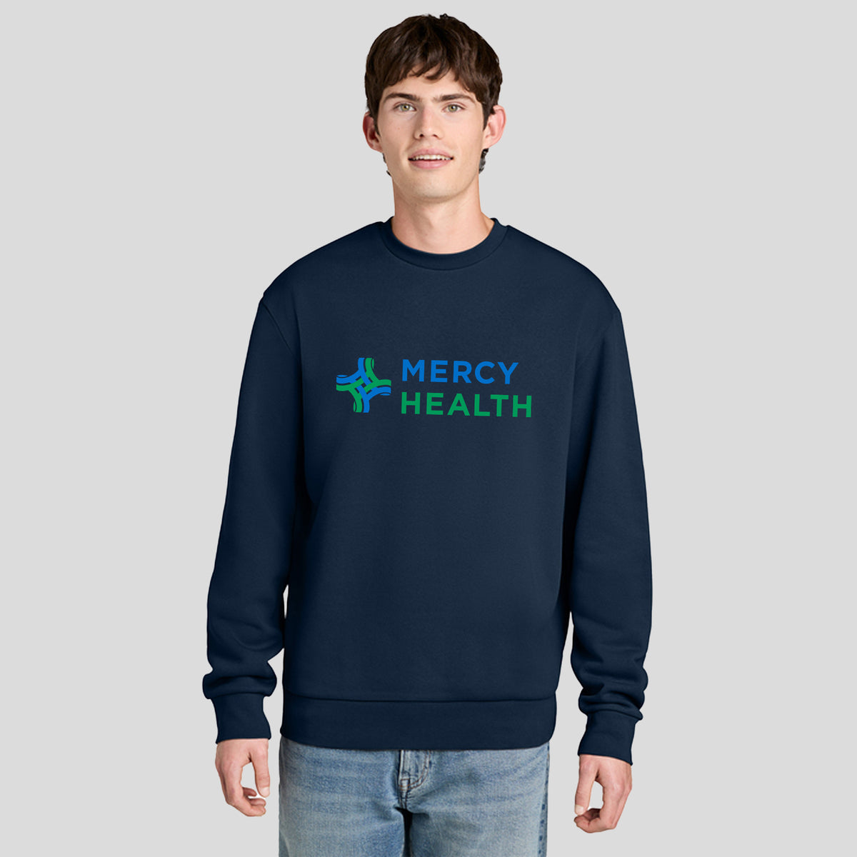 Mercy Health Unisex MelloFleece Crew Sweater | River Blue Navy