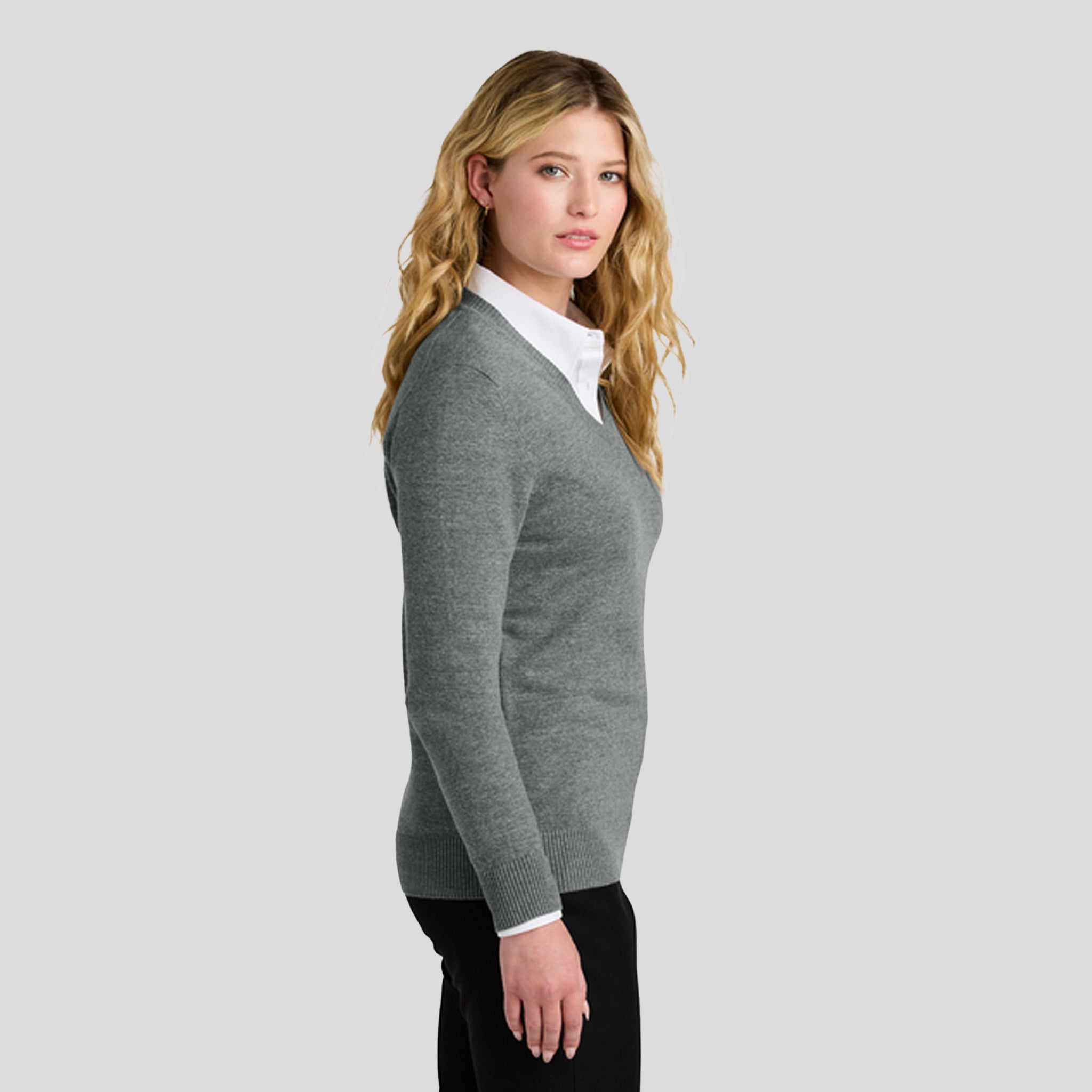 Women’s Easy Care V-Neck Sweater | Medium Heather Grey
