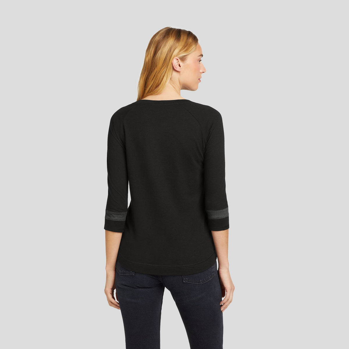 Women's Tri-Blend 3/4-Sleeve Tee | Black Solid/Graphite